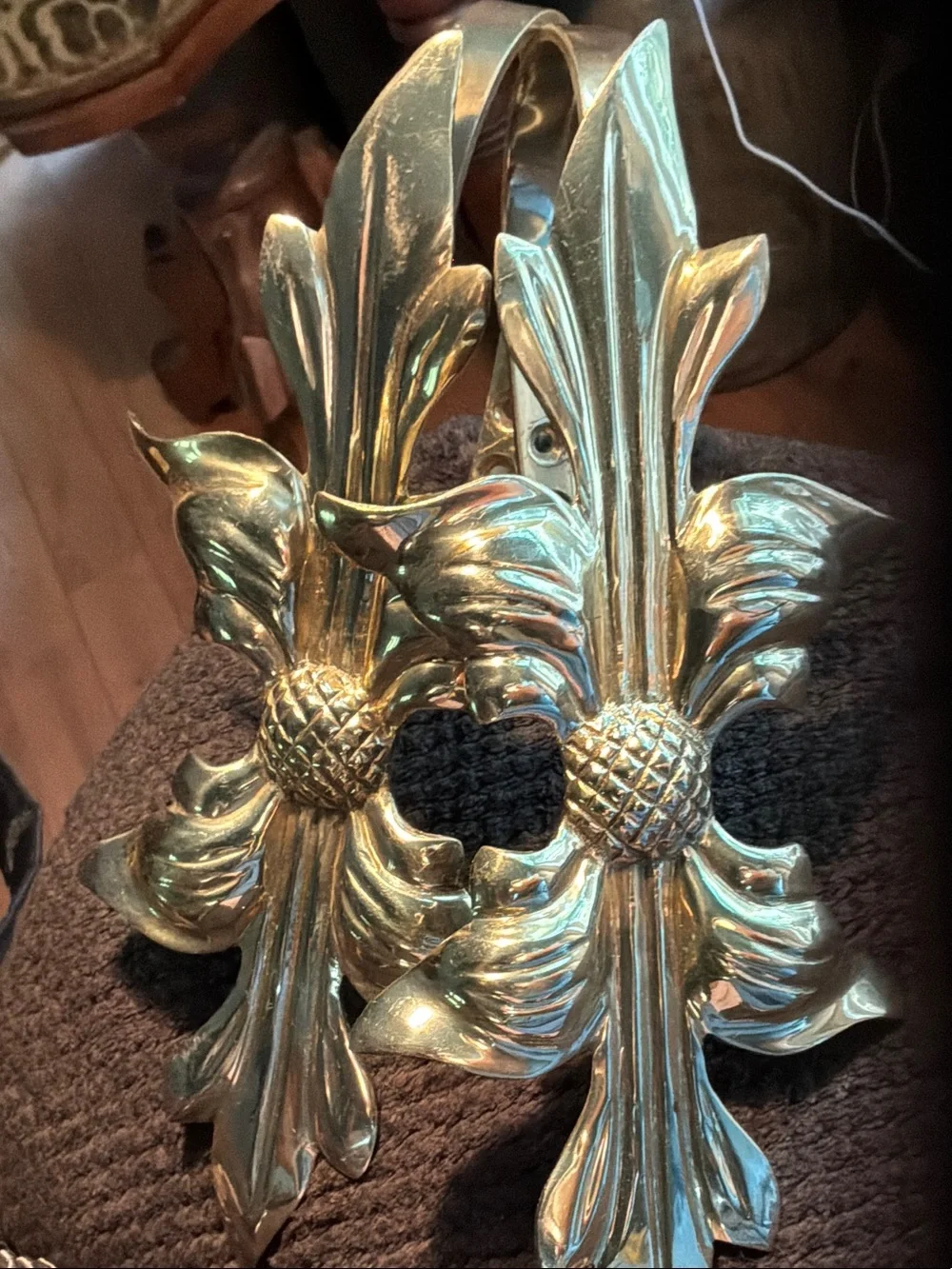 Vintage brass curtain tie backs